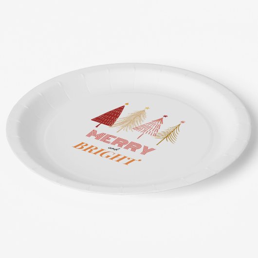 Merry & Bright Kerstmis Napkins Papieren Bordje (Gekanteld)