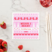 Merry & Bright Kersttrui Roze en Rood Servet (Insitu)