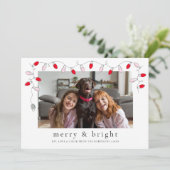 Merry & Bright | Kerstverlichtingskaart voor de fe Feestdagenkaart (Staand voorkant)