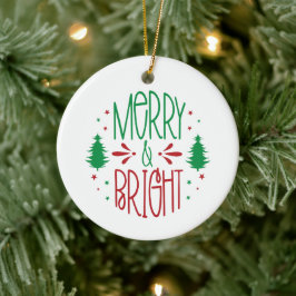 Merry & Bright kerstversiering Keramisch Ornament