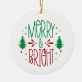 Merry & Bright kerstversiering Keramisch Ornament (Voorkant)
