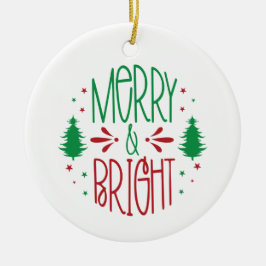 Merry & Bright kerstversiering Keramisch Ornament