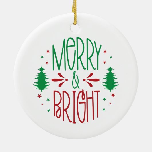 Merry & Bright kerstversiering Keramisch Ornament (Achterkant)