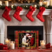 'Merry & Bright' Klassieke Plaid Rood en Groen Fot Feestdagenkaart