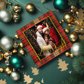 'Merry & Bright' Klassieke Plaid Rood en Groen Fot Feestdagenkaart