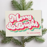 Merry & Bright Klassieke Retro Typografie Niet Fot Feestdagenkaart<br><div class="desc">Creëer uw eigen gepersonaliseerde vakantiekaarten met klassieke kleurrijke retro stijl typografie.</div>