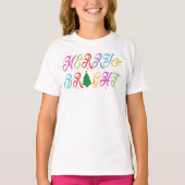 Merry & Bright Kleurrijke Kerstboom Kind Meisjes T-shirt (Voorkant)