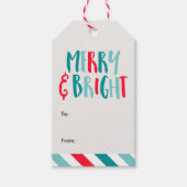 "Merry & Bright", kleurrijke kerstfeestjes Cadeaulabel (Voorkant)