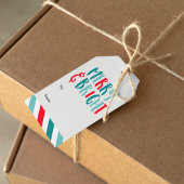 "Merry & Bright", kleurrijke kerstfeestjes Cadeaulabel