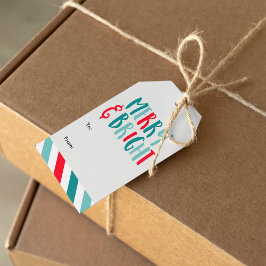 "Merry & Bright", kleurrijke kerstfeestjes Cadeaulabel
