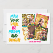 Merry Bright Kleurrijke Kerstfoto Collage Feestdagenkaart (Voorkant)