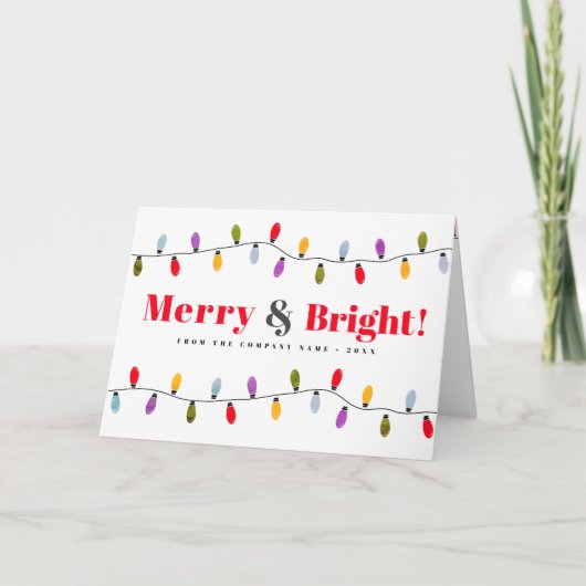 Merry & Bright Kleurrijke leuke lampjes Small Busi Feestdagen Kaart (Voorkant)