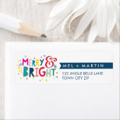 MERRY & BRIGHT kleurrijke leuke vakantie adreslabe Etiket (Insitu)