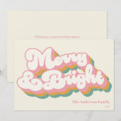Merry & Bright Kleurrijke Retro Typografie Niet Fo Feestdagenkaart (Voorkant / Achterkant)