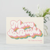 Merry & Bright Kleurrijke Retro Typografie Niet Fo Feestdagenkaart (Staand voorkant)