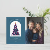 Merry Bright Kleurrijke Vette Kerstboom Foto Feestdagenkaart (Staand voorkant)