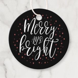 Merry & Bright Koraal en zwart kerstcadeau-Label Bedankjes Labels