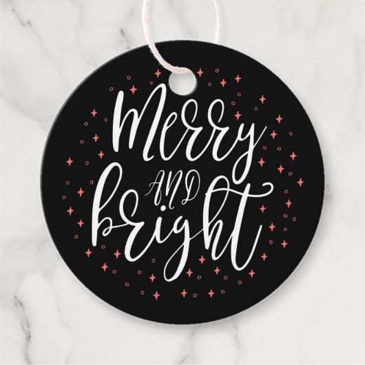 Merry & Bright | Koraal en zwart kerstcadeau-Label Bedankjes Labels (Voorkant)