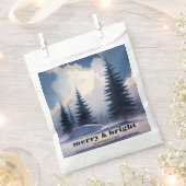 Merry & Bright l Blue Waterverf Pine Forest Bedankzakje (Geknipt)