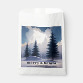Merry & Bright l Blue Waterverf Pine Forest Bedankzakje (Voorkant)