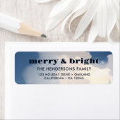 Merry & Bright l Waterverf Blue Retour Adres Etiket (Insitu)