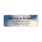 Merry & Bright l Waterverf Blue Retour Adres Etiket (Voorkant)