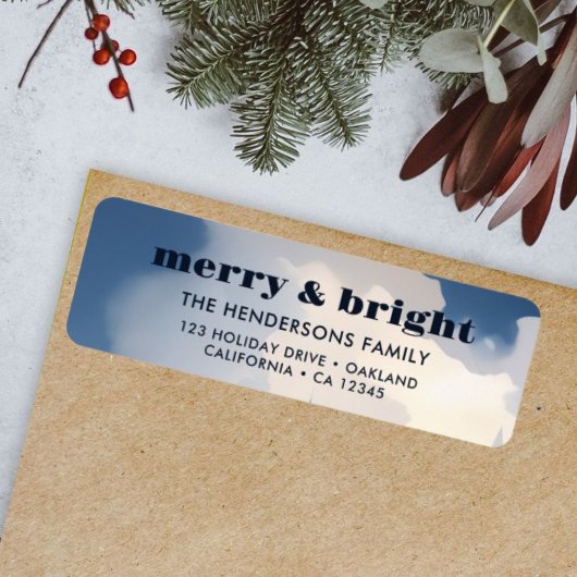 Merry & Bright l Waterverf Blue Retour Adres Etiket