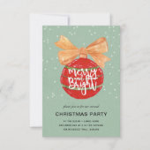 Merry & Bright l Waterverf Rode Ornamenten Snowy Kaart (Voorkant)