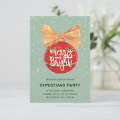 Merry & Bright l Waterverf Rode Ornamenten Snowy Kaart (Staand voorkant)