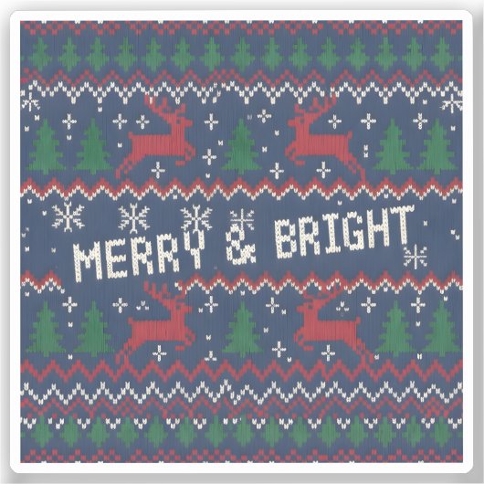 Merry & Bright Lelijke Kersttrui Sticker (Voorkant)