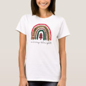 Merry & Bright Leopard Print Rainbow Christmas T-shirt (Voorkant)