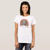 Merry & Bright Leopard Print Rainbow Christmas T-shirt (Voorkant volledig)