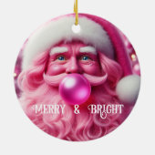 Merry & Bright Lesbische Retro Roze | Aangepaste f Keramisch Ornament (Achterkant)