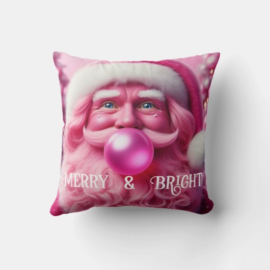 Merry & Bright Lesbische Retro Roze | Aangepaste f Kussen (Achterkant)