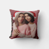 Merry & Bright Lesbische Retro Roze | Aangepaste f Kussen (Voorkant)