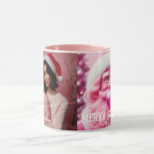 Merry & Bright Lesbische Retro Roze | Aangepaste f Mok (Midden)