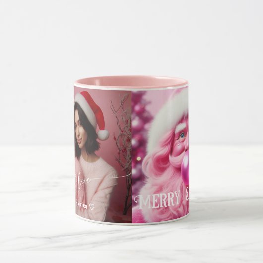 Merry & Bright Lesbische Retro Roze | Aangepaste f Mok (Midden)