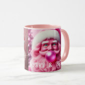 Merry & Bright Lesbische Retro Roze | Aangepaste f Mok (Voorkant rechts)