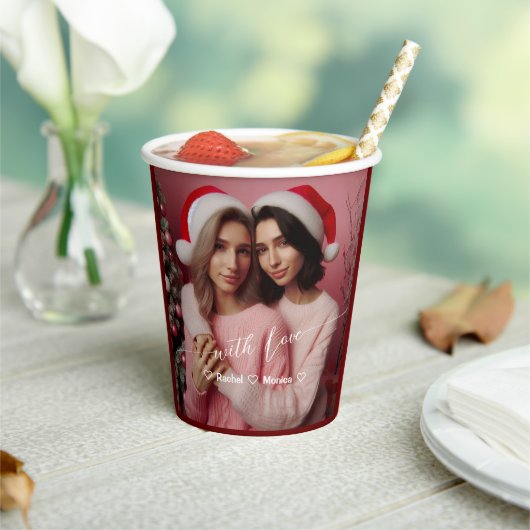 Merry & Bright Lesbische Retro Roze | Aangepaste f Papieren Bekers (Insitu)