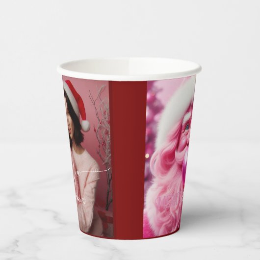 Merry & Bright Lesbische Retro Roze | Aangepaste f Papieren Bekers (Links)