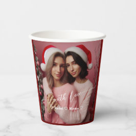 Merry & Bright Lesbische Retro Roze | Aangepaste f Papieren Bekers