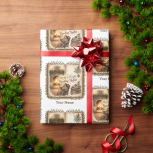 Merry Bright Lezen op Avonden Haardpatroon Cadeaupapier