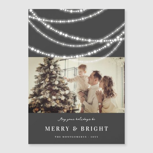 Merry & Bright Light Sparkles Foto Magnetische Kaa (Voorkant)