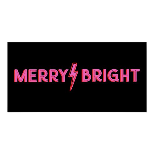 Merry & Bright Lightning Bolt Roze Kerstmis Perfect Poster (Voorkant)