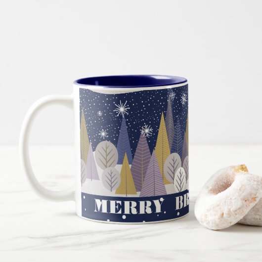 Merry Bright & Magic, bohemisch bos Tweekleurige Koffiemok (Met donut)