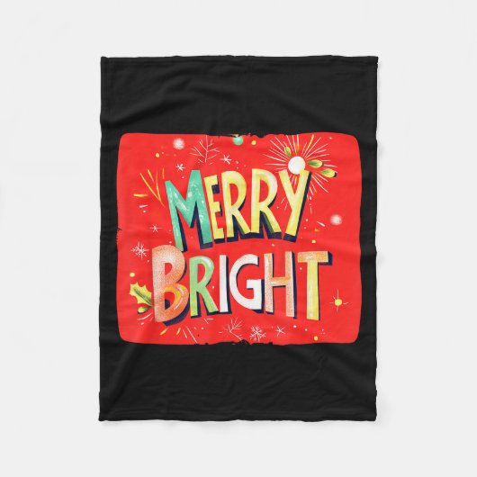 Merry Bright Magic For Holiday Cheer Fleece Deken (Voorkant)