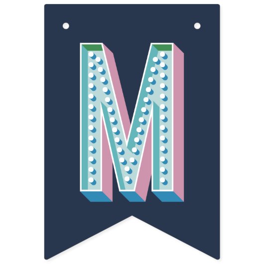 Merry + Bright Marquee Bunting Banner - Blauw (Derde vlag)