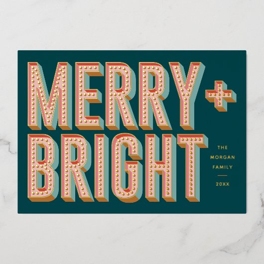 Merry + Bright Marquee Folie Vakantie Kaart - Blau (Voorkant)
