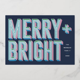 Merry + Bright Marquee Folie Vakantie Kaart - Blau