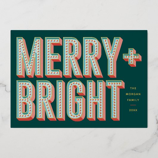 Merry + Bright Marquee Folie Vakantie Kaart - Groe (Voorkant)